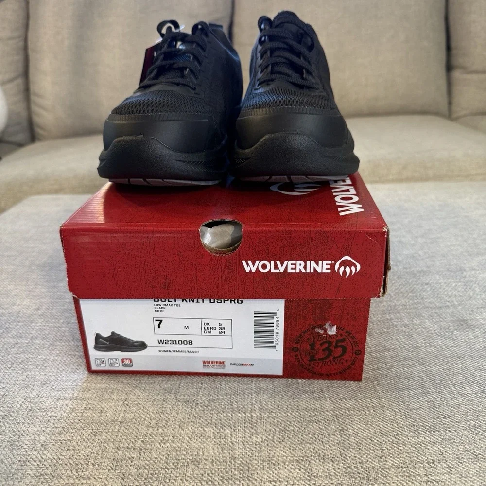 NWT Wolverine Womens 7 Alloy Toe Slip Resistant Work Shoes Black Safety Sneaker